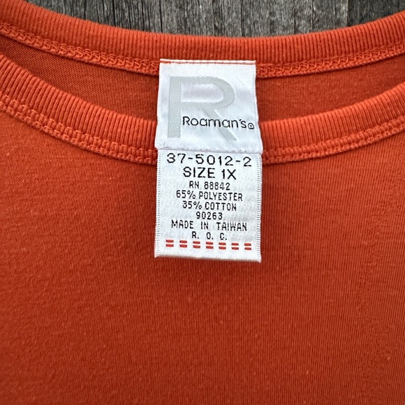 Roaman's Vibrant Orange Boatneck Tunic with Side Slits - Picture 2 of 4